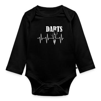 Darts Pulse Dart Heartbeat Symbol Sport Icon Love - Organic Longsleeve Baby Bodysuit - black - Front