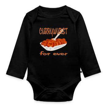 Currywurst is delicious - Organic Longsleeve Baby Bodysuit - black - Front