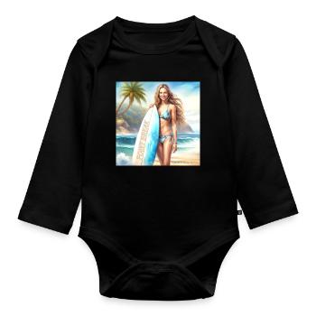 Fille Action Surf 2 - Body Bébé bio manches longues - noir - Devant