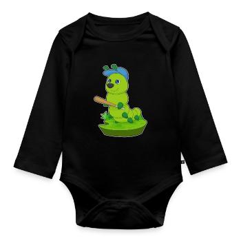 Caterpillar Baseball Baseball Batte Sports - Body Bébé bio manches longues - noir - Devant
