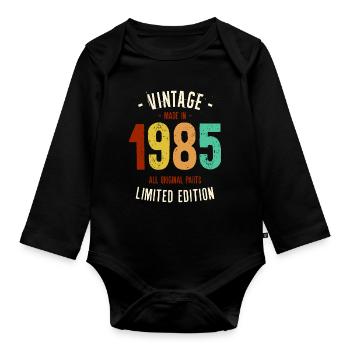 Jahrgang 1985 Limitierte Auflage - Baby Bio-Langarm-Body - Schwarz - Vorne