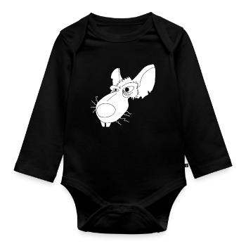 White Sewer Rat - Organic Longsleeve Baby Bodysuit - black - Front