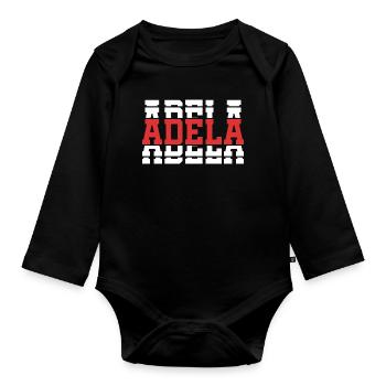 T-Shirt Adelia T-Shirt Geschenkidee gestapelter Text - Baby Bio-Langarm-Body - Schwarz - Vorne