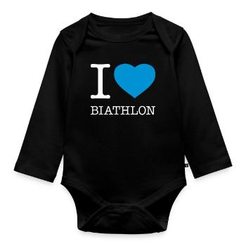 I LOVE BIATHLON - Baby Bio-Langarm-Body - Schwarz - Vorne