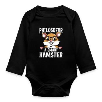 Philosofur a Smart Hamster - Baby Bio-Langarm-Body - Schwarz - Vorne