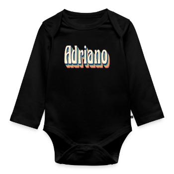Adriano t-shirt retro vintage t-shirt gift - Organic Longsleeve Baby Bodysuit - black - Front