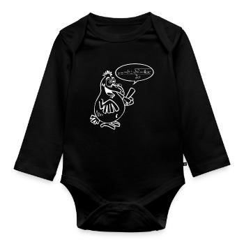 Oiseau intelligent blanc - Body Bébé bio manches longues - noir - Devant