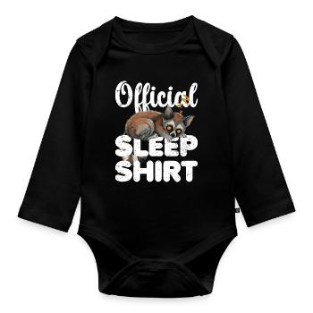 Lemur Chemise de Nuit Officielle Lazy Relax - Body Bébé bio manches longues - noir - Devant