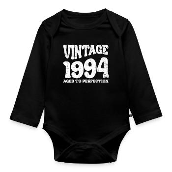 Vintage 1994 Aged to Perfection - Organic Longsleeve Baby Bodysuit - black - Front