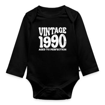 Jahrgang 1990 Bis zur Perfektion gereift - Baby Bio-Langarm-Body - Schwarz - Vorne