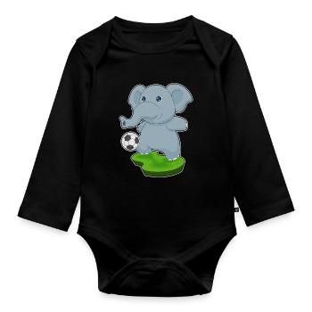 Éléphant Joueur De Football Sports De Football - Body Bébé bio manches longues - noir - Devant