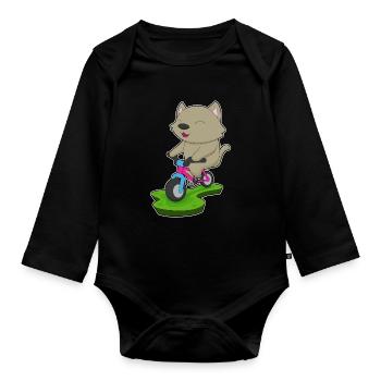 Vélo de chat - Body Bébé bio manches longues - noir - Devant