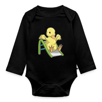 Ente Rutsche - Baby Bio-Langarm-Body - Schwarz - Vorne