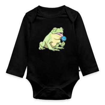 Frosch Lutscher - Baby Bio-Langarm-Body - Schwarz - Vorne