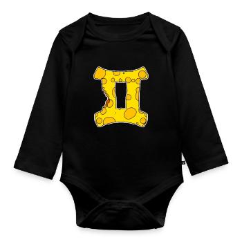 Symbole du signe du zodiaque Gémeaux - Body Bébé bio manches longues - noir - Devant