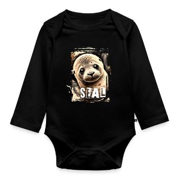 Seal - Robben-Baby - Baby Bio-Langarm-Body - Schwarz - Vorne