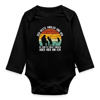 Der Beste Angler Und Opa Zu Sein Ist Nicht Einfach - Baby Bio-Langarm-Body - Schwarz - Vorne