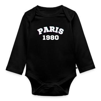 Paris 1980 Design - Baby Bio-Langarm-Body - Schwarz - Vorne