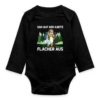 Sah Auf Der Karte Flacher Aus FaulWanderer - Baby Bio-Langarm-Body - Schwarz - Vorne