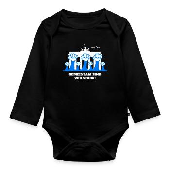 Together we are strong - Organic Longsleeve Baby Bodysuit - black - Front