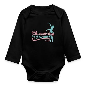 Chase my dreams - Organic Longsleeve Baby Bodysuit - black - Front