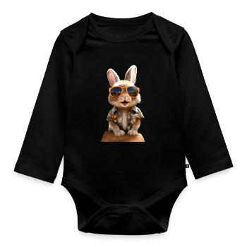 Lapin lapin lièvre lapin cadeau lapins mignons - Body Bébé bio manches longues - noir - Devant