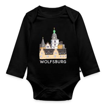 Wolfsburg, Château, Allemagne, Dessin à la main - Body Bébé bio manches longues - noir - Devant