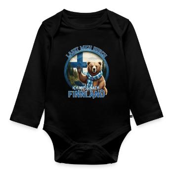 Finnland - Lasst mich Durch - Baby Bio-Langarm-Body - Schwarz - Vorne