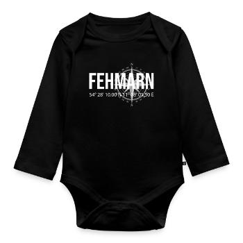 Koordinaten Fehmarn - Baby Bio-Langarm-Body - Schwarz - Vorne