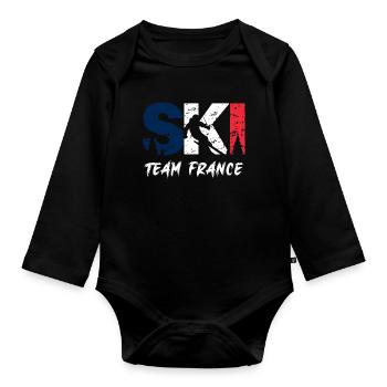 Ski Team France Emblem - Body Bébé bio manches longues - noir - Devant