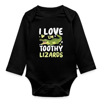 I Love Toothy Lizards Krokodil Alligator für - Baby Bio-Langarm-Body - Schwarz - Vorne