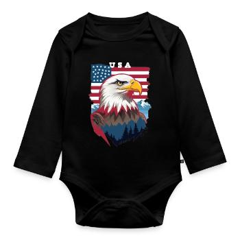 Bald eagle - Organic Longsleeve Baby Bodysuit - black - Front