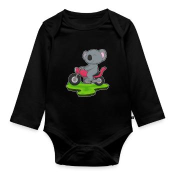Koala Motorcycle - Organic Longsleeve Baby Bodysuit - black - Front