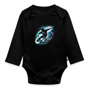 Longboarder auf Skateboard oder Longboard - Baby Bio-Langarm-Body - Schwarz - Vorne