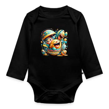 Easter graphic design in Mixed Dimensions style - Baby Bio-Langarm-Body - Schwarz - Vorne