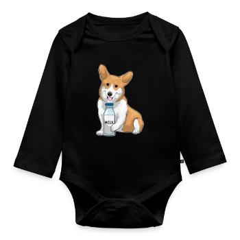 Corgi Milch - Baby Bio-Langarm-Body - Schwarz - Vorne
