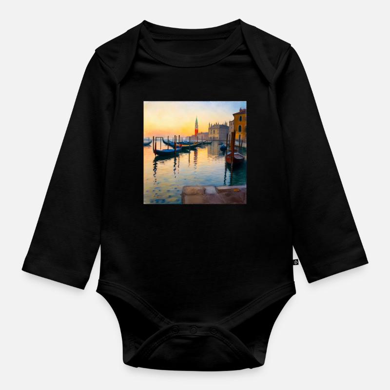 Venise - Body Bébé bio manches longues - noir