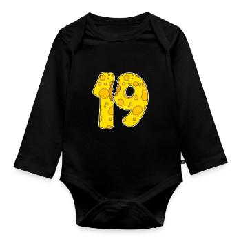 19 Year Old Funny Cheese - Organic Longsleeve Baby Bodysuit - black - Front