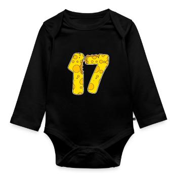 17 Year Old Funny Cheese - Organic Longsleeve Baby Bodysuit - black - Front