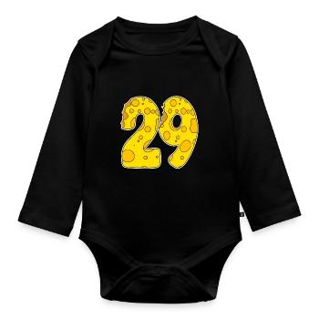 29 years old Lustig Käse - Organic Longsleeve Baby Bodysuit - black - Front