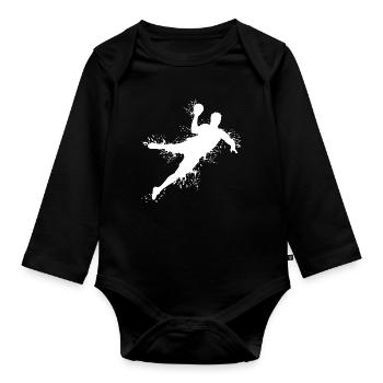 Handball Explosion Lancer Saut Lanceur Handball Joueur - Body Bébé bio manches longues - noir - Devant
