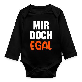 I don't care Statement Attitude Relax - Organic Longsleeve Baby Bodysuit - black - Front
