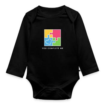 You Complete Me True Love Valentine's Day - Organic Longsleeve Baby Bodysuit - black - Front