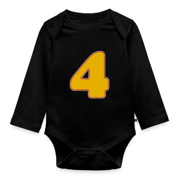 4 - Four - Organic Longsleeve Baby Bodysuit - black - Front
