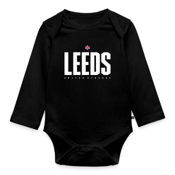 Leeds City Logo Graphic Tee - Organic Longsleeve Baby Bodysuit - black - Front