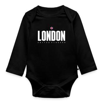 London Bold Bloc UK Flag - Organic Longsleeve Baby Bodysuit - black - Front