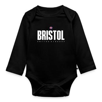 Bristol UK Block Wordmark - Organic Longsleeve Baby Bodysuit - black - Front