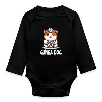 Doktor Meerschweinchen Guinea Doc - Baby Bio-Langarm-Body - Schwarz - Vorne