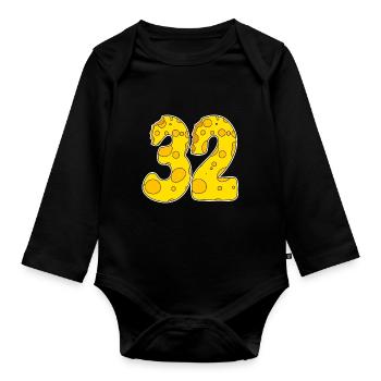 32 years old Lustig Käse - Organic Longsleeve Baby Bodysuit - black - Front