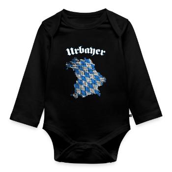 Bayern, bayrisches original, Urbayer, Minga - Baby Bio-Langarm-Body - Schwarz - Vorne